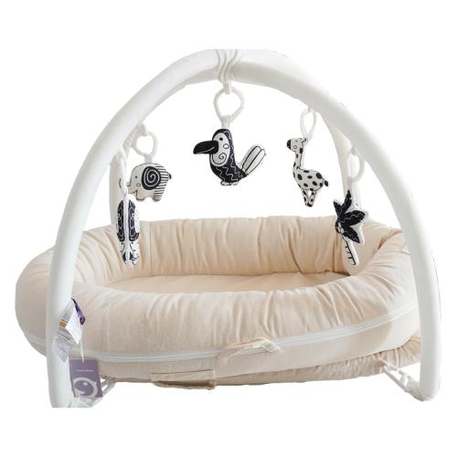 Deluxe Infant Lounger, Baby Nest Cover for Baby Girls & Boys, Newborn Essentials for Baby 0-12 Months, 100% Cotton (CreamyWhite   Play Arch)