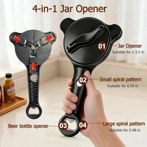 4-in-1 Jar Opener, Ruydiwale Adjustable Jar Opener for Seniors