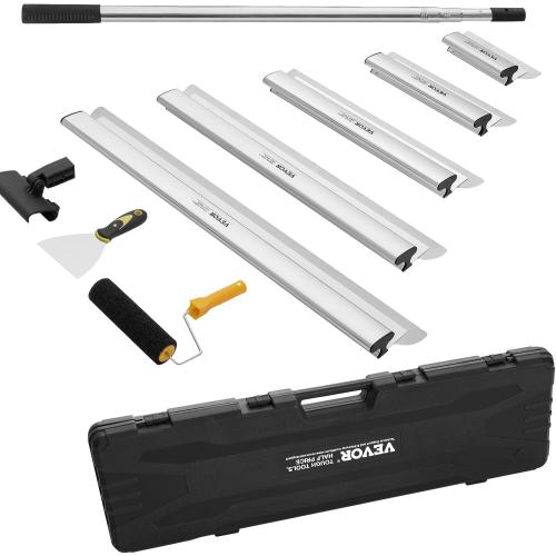 VEVOR Drywall Skimming Blade Set (10/16/24/32/40 inch) with 34-81.6 inch Extension Handle, Professional Stainless Steel Knife for Gyprock, WallBoard, and Plasterboard Skim Coating
