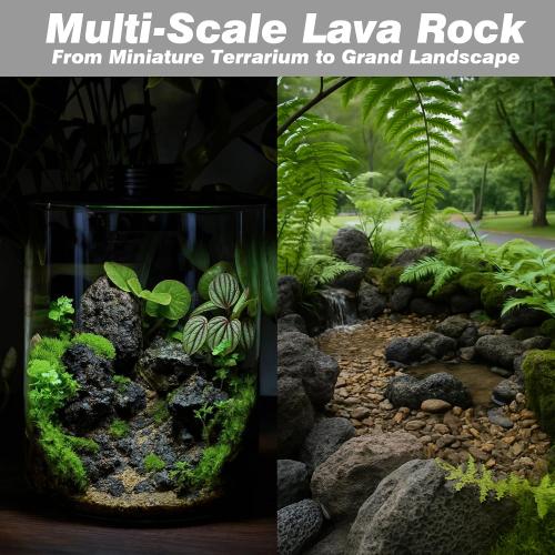 Black Lava Rock 5lb Natural Volcanic Stone for Fish Tank,3 Pcs 4-6 in