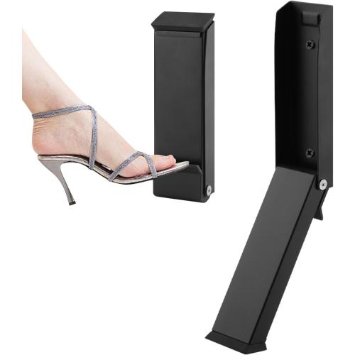 Door Stoppers,Kickdown Door Stopper for Bottom of Door,Metal Door Stop with Rubber Tip,Floor Door Opener Stopper,Hold Open Folding Door Stop,for Doors with 3.9 Inch Gap(Color:Black)
