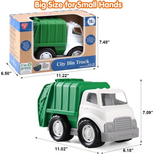 PLAY Eco-Friendly Garbage Truck, [USDA Certified] No BPA/Phthalate/PVC, Recycled Bioplastic Trash Truck Toys for Boys 18m , Fine Motor Skills Car Toys Vehicle Gift for Kids