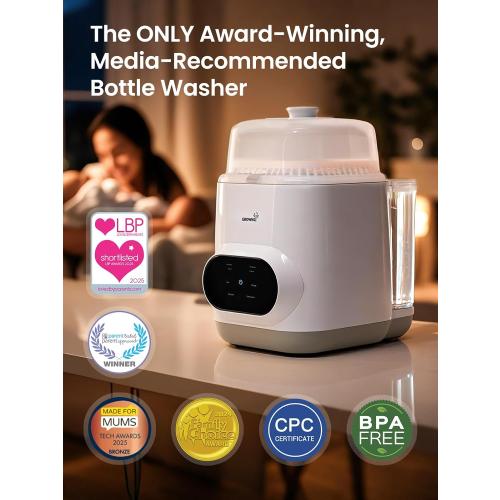 Grownsy EaseClean Bottle Washer All-in-One Washer and Sterilizer and Dryer | Thoroughly Cleans Bottles, Pump Parts & Baby Essentials, Effortlessly Washes, Sterilizes & Dries - No Hand Washing Required