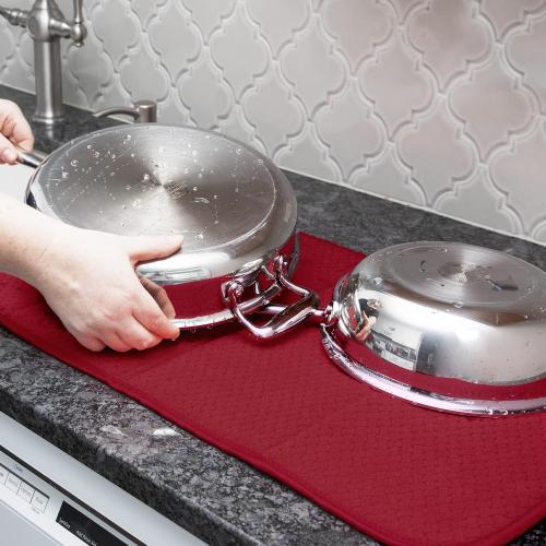 2pk All-Clad Premium Reversible Dish Drying Mat for Kitchen: 16 x 28 Ultra-Absorbent, Long-Lasting, No Condensation, and Oversized for Large Pots and Pans - , Chili