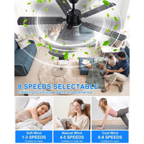 Coolwind 56 Inch Black Ceiling Fan with Display Remote/APP Control