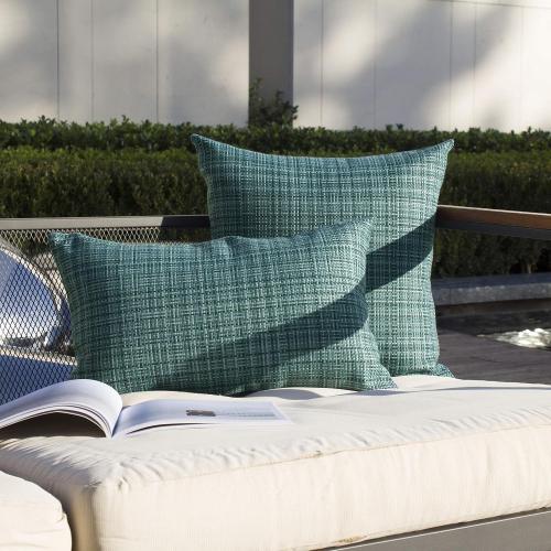 Kevin Textile Outdoor Waterproof 14x24 Lumbar Pillow Covers 2 Pack, Teal
