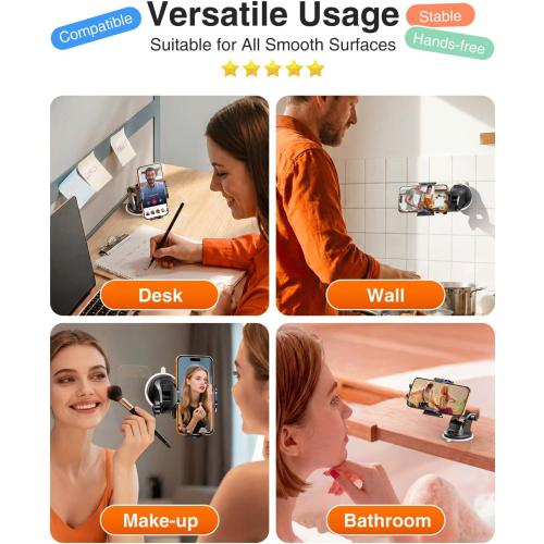VANMASS Car Phone Holder 2026 Ultimate Military-Grade Strongest Suction & Clip Windshield Dashboard【Newest Best Strongest】 Cell Phone Automotive Dash Gauge Accents for iPhone 18 Pro Max 17 16 15 14
