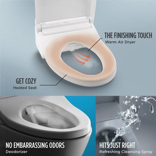C5 Washlet Electric Heated Bidet Toilet Seat for Elongated Toilet in Cotton White