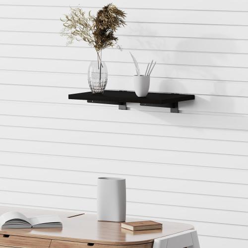 8 Pack Wooden Slatwall Shelf, 23.6D x 11.8W Slatwall Shelves with Metal Brackets Heavy Duty Slat Wall Organizer Slatwall Shelving Accessories for Garage, Home (8, 23.6D x 11.8W x 0.6H)