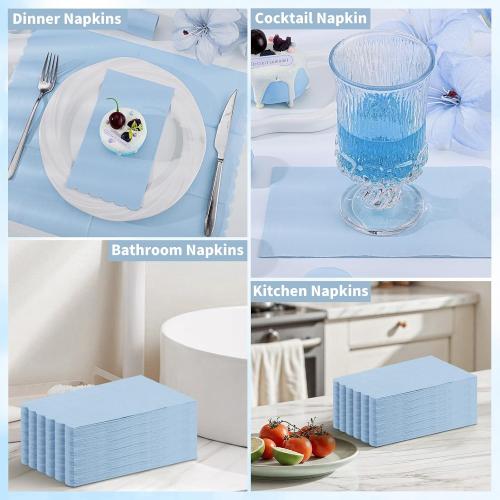 NatNarr 60 Pcs Light Blue Paper Napkins, 2 Ply Blue Disposable Napkins