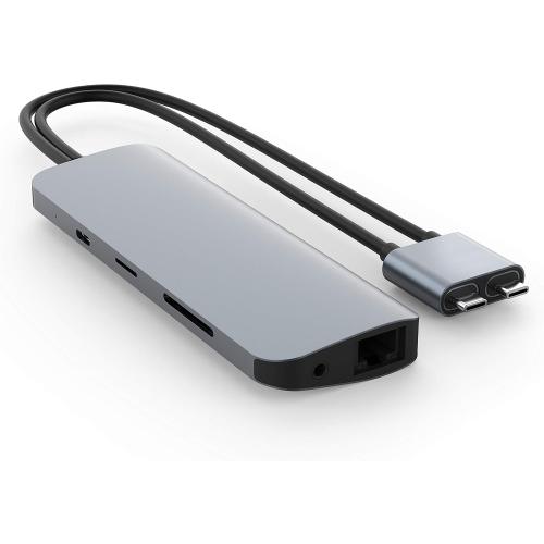 HyperDrive 10-in-2 USB C Dock, Dual Monitor HDMI 4K@60Hz, 60W USBC Power Delivery, Gigabit Ethernet, USB-C Hub Adapter for MacBook Pro with M1 Pro/Max 2021, MacBook Pro 2016-2019, MacBook Air (Gray)