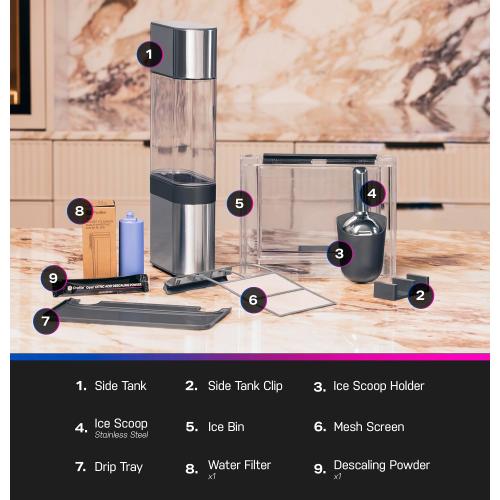 GE Profile Opal 2.0 Ultra Nugget Ice Maker with Side Tank and Scale Inhibiting Filter, Scoop Included, 38 lbs in 24 Hours, Pellet Ice Machine with WiFi & Smart Connected, Black