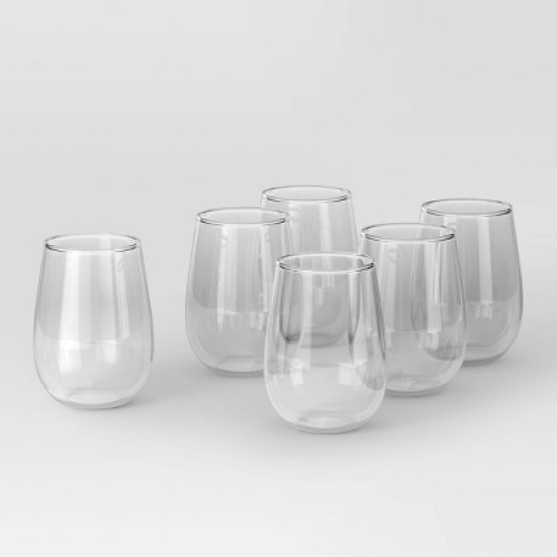 15oz 6pk Stemless Hutton Wine Glasses - Threshold™