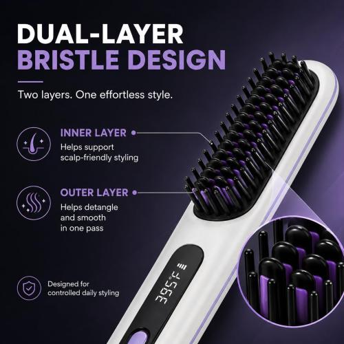cocoony-Hairbrush Cordless Ionic Hair Straightener Brush