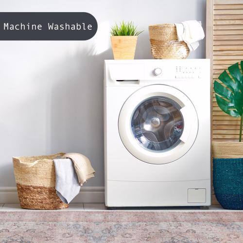 GLN Rugs Vintage Collection - Machine Washable Area Rug, Vintage Washable, Non Slip, Low Pile Rug, Living Room, Bedroom, Bathroom Rug - Easy Clean (2'6x7' Multi/Pink)
