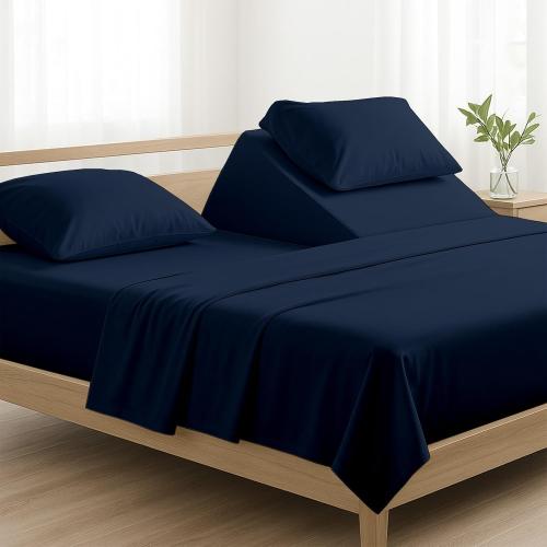 Cotton Top Split King Sheet Set 4 Pc 34 Flex Head 18 Deep Navy Blue