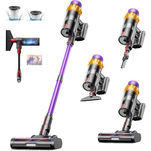 Cordless Vacuum Cleaner, 550W 45KPA 70 Mins Vacuum Cleaners for Home, Self-Standing Cordless Vacuum with Charging Dock Station, LED Display, Upgraded Anti-Tangle Stick Vacuum for Pet Hair/Carpet/Floor