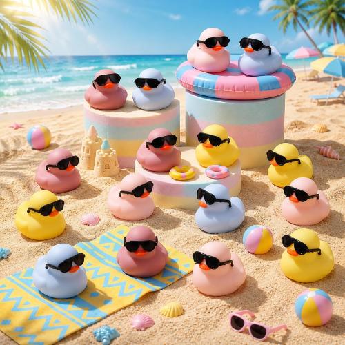 Sosation 36 Pcs Macaron Mini Rubber Ducks with Sunglass in Bulk 2.2, Solid
