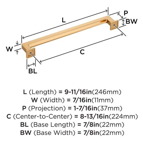 5pk Lintel 8-13/16 in. (224mm) Center-to-Center Champagne Bronze Bar Cabinet Pull