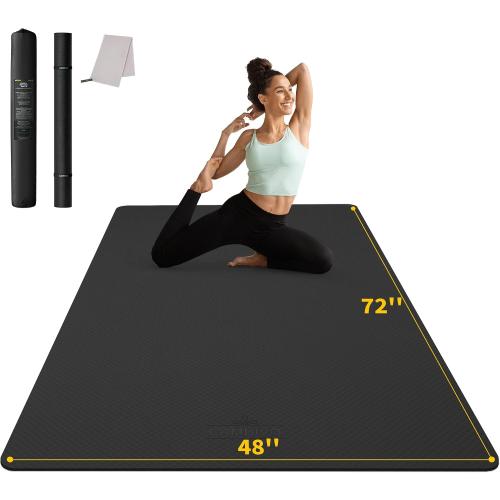 CAMBIVO 72''x48'' Large Yoga Mat, Extra Thick TPE Workout Mat | extra large exercise mat, non-slip TPE cushioning for joint relief, pilates stretching, apartment noise dampening