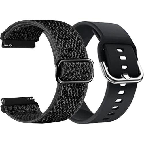 VeryFit IDW13 IDW16 IDW19 IDW20 IDW25 IDW26 IDW28 Smart Watch Bands, 2 Pack Soft Silicone   Stretch Nylon Adjustable Straps Quick Release Replacement Wristbands (2-PACK)
