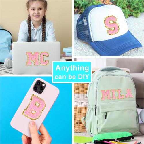 ASTARON 52 Pcs Self Adhesive Letter Patches Chenille Stickers Cloth Patch