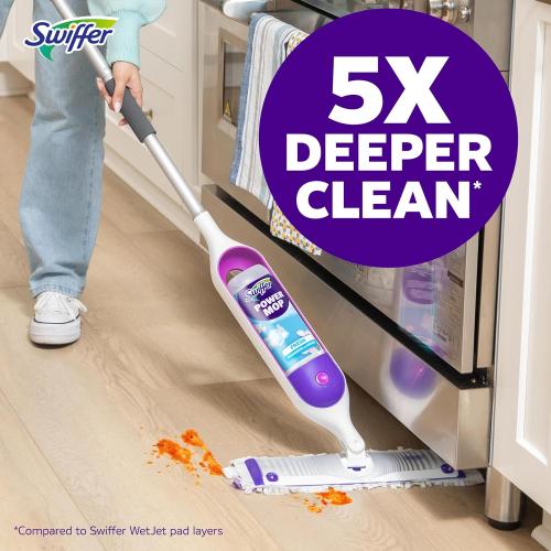 Swiffer PowerMop Multi-Surface Mopping Pad Refills for Floor Cleaning, 11 Count, White/Purple