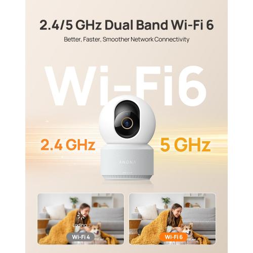 Anona 4K UHD Indoor Camera, Pet/Dog/Baby Security Camera with Phone App, 360°Pan-Tilt, 5G/2.4G Dual-Band Wi-Fi 6, Auto-Tracking, Person/Pet/Baby Crying Detection, Privacy Mode, Two-Way Audio, 2 Pack
