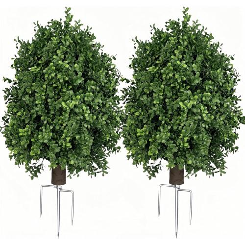 Boxwood Topiary Bush – Artificial Shrubs for Outdoors, Artificial Boxwood Topiary Ball Tree, UV Resistant Evergreen for Front Porch, Garden, Yard & Balcony Decor