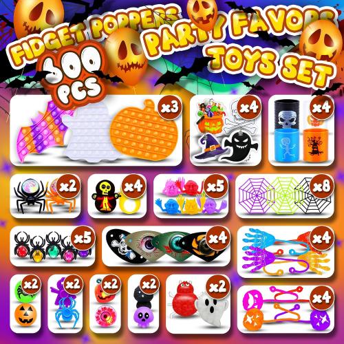 600Pcs Halloween Party Favors for Kids, Bulk Fidget Toys, Non-Candy Treats