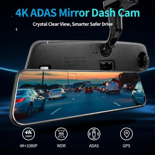 KCV 4K Rear Mirror Dash Cam for Ford F150 F250 F350 (2009-2025 with 16pin Auto dimming), Front 4K   Rear 1080P Camera, Integrated Replacement OEM Look, Plug & Play, Free 64GB Card