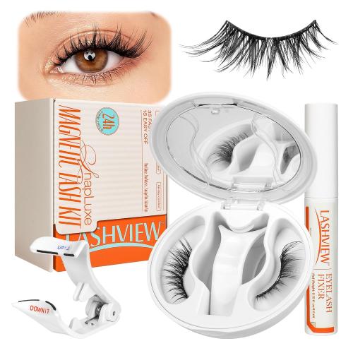 LASHVIEW Upgrade Magnetic Eyelashes with Applicator,No Glue Needed Natural Wispy Magnetic Lashes, Reusable Soft Magnetic Eyelashes, Cat Eye Look Easy to Wear & Remove (AN26)