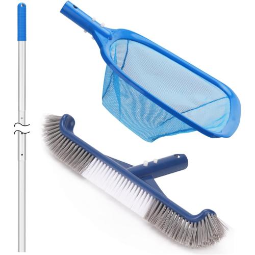 Swimming Pool Cleaning Kit - Includes Pool Skimmer Net, 18 Pool Brush