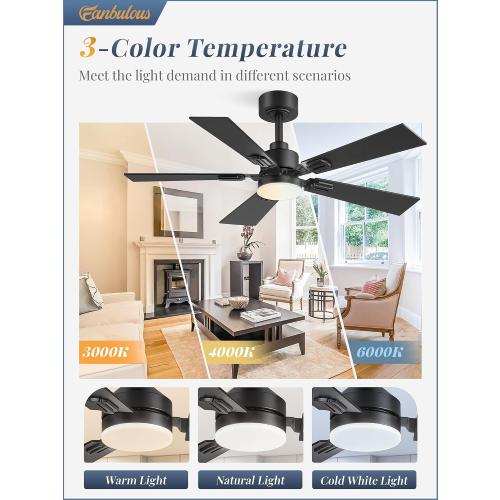 Fanbulous 2 Pack of 42 Inch Modern Ceiling Fans with Lights & Remote, Black