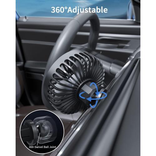 TriPole Car Fan USB Powered, 360°Rotation Portable Cooling Fan for Car Vent