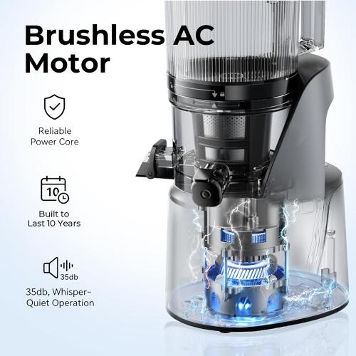 EanOruus Juicer Machines, 3-in-1 Cold Press Juicer, Premium Gray