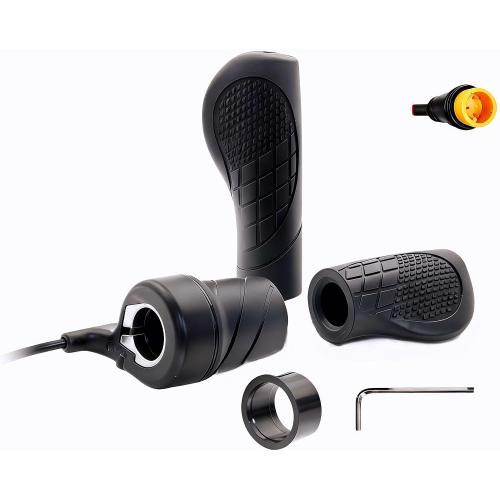 Ebike Half Twist Throttle, 20X Electric Bicycle Right Handle, 12V/24V/36V/48V/60V/72V EBike Throttle for Folding Electric Scooter and Electric Bike Conversion, 3pin Waterproof Plug Throttle for Ebike
