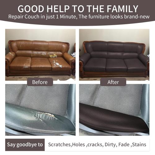 BSZHTECH Leather Repair Tape Self-Adhesive Leather Repair Patch for Couch Furniture Sofas Car Seats Advanced PU Vinyl Leather Repair Kit (Dark Brown, 3.9X79 inch)