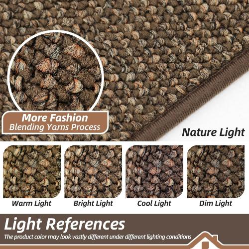 BEQHAUSE Dirt Trapper Door Mat 17 x 30 Half Circle Non Slip Rugs, Brown