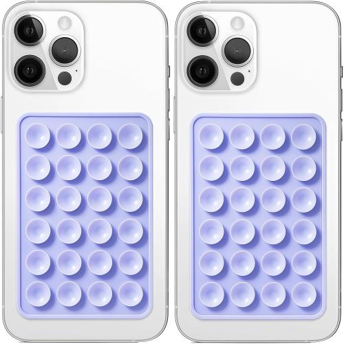 Anteel 2 Pack Silicone Suction Phone Case Mount, Non Slip Sticky Grip for Cellphone, Silicon Adhesive Suction Cup Mount, Strong Grip Holder for Selfies and Videos (Lavender)