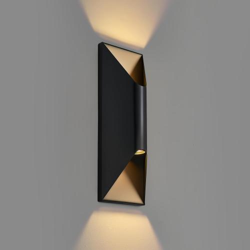 Outdoor Wall Light Fixture, 15 Up and Down Waterproof Porch Wall Sconce, Replaceable Bulb, 3000K LED, Modern Black Outside Lights for House, Front Door, Garage