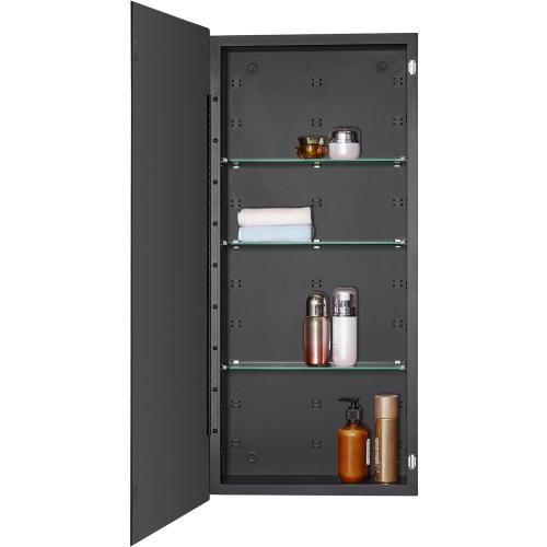 Black Bathroom Medicine Cabinet with Beveled Edge Mirrored Door 16 x 36 inch, Recessed or Surface Mount, with Adjustable Glass Shelves