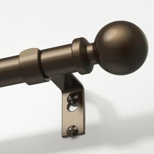Bronze Curtain Rod 36-91 Inch, 1 Inch Adjustable Heavy Duty Curtain Rods for Windows, Decorative Modern Window Treatment Rods, Telescopic Splicing Metal Drapery Pole, Easy Installation
