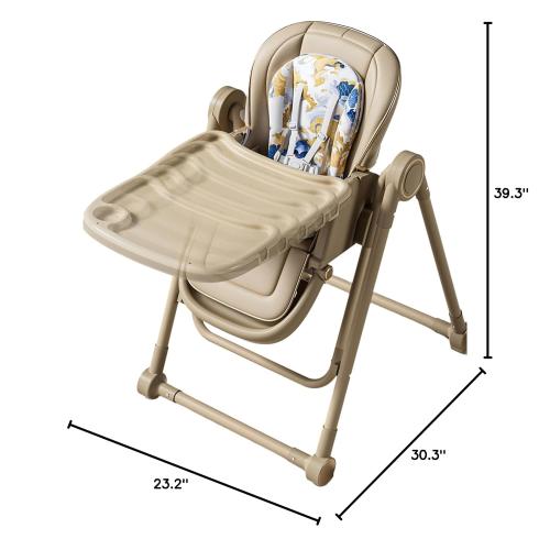 Multi Functional All in 1 Baby High Chair Swings for Infants Foldable Rocking 8 Level Height Adjustment Eco Friendly Washable PU Cushion Ultimate Baby Feeding Chair (Brown)