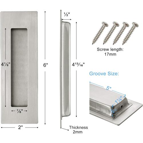 Malimali 6 Inch Recessed Pocket Door Pull Sliding Door Handle Hardware