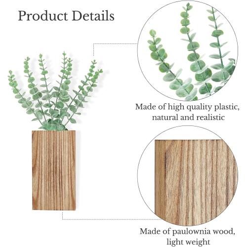 Dahey 2 Pack Wall Planter Vase with Fake Eucalyptus Plants for Wall Decor