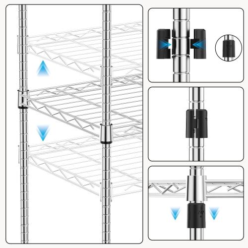 M MZG 1000 lbs 4Tier Shelf Metal Storage Shelves Wire Rack Closet Organizers with Wheel for Garage Kitchen Bathroom Laundry Chrome 13.7 D x 29.5 W x 47.2 H