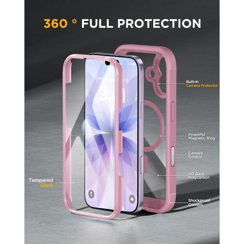 Miracase for iPhone 17 Case 6.3'', Full-Body Military Grade Drop Protection Outdoor Phone case with Built-in Glass Screen &Camera Control,Easy Installation,No Gap,Compatible with MagSafe, Purple