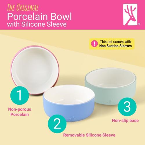 Elk and Friends Kids/Toddler Porcelain Bowls   Silicone Sleeves | 4pk