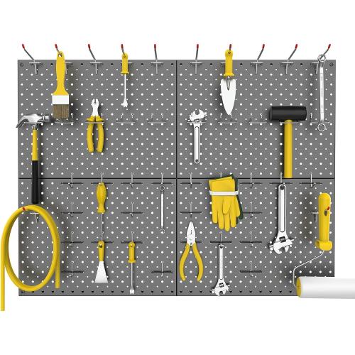 WALMANN 4-Pack 12x16 Metal Pegboard Panels, Tool Organizer Pegboard